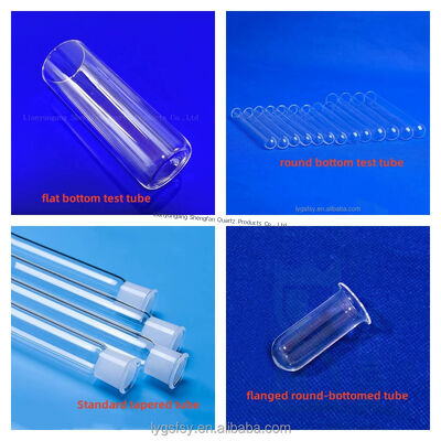 গুণ  Factory made high temperature resistant fused quartz glass tubes  flat/round bottomrtest tubes for laboratory use কারখানা