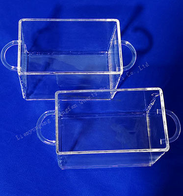 কারখানার কাস্টমাইজড ফিউজড সিলিকা কোয়ার্টজ গ্লাস কন্টেইনার হ্যান্ডেল সহ