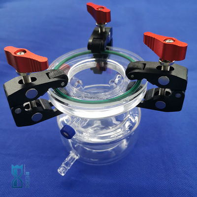 বিজ্ঞান পরীক্ষাগারের কাঁচের সরঞ্জামের জন্য কাস্টমাইজড ক্ষয়-প্রতিরোধী অত্যন্ত স্বচ্ছ ডাবল লেয়ার কোয়ার্টজ রিঅ্যাক্টর