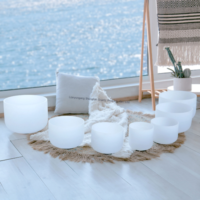 কোয়ার্টজ ক্রিস্টাল গানের বাটি ধ্যানের জন্য পণ্য শব্দ নিরাময় কোয়ার্টজ ক্রিস্টাল 432HZ সেট